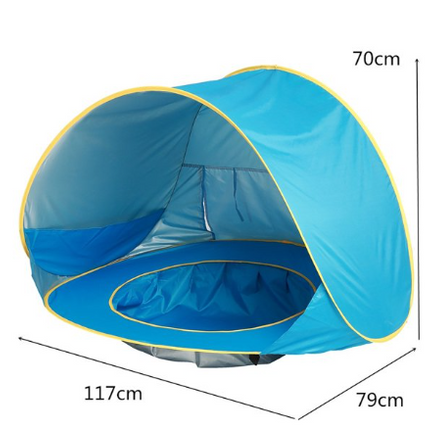BabyShade Pop-up Tentje | UV Bescherming Baby | Draagbaar Zonnehoedje | Inclusief Kinderbad | Lichtgewicht Tarp voor Buitenspeelplaats | Eenvoudige Installatie | Polyester | Veilig en BPA-vrij