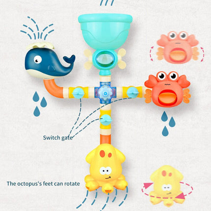 Bath Buddies Speelgoedset | Interactief Badplezier Voor Kinderen | Inclusief Zuignappen & Waterstralen | Blæksprutte, Hval & Krabbefiguren | Stimuleert Motoriek | Veilig & Niet-giftig | BPA-vrij