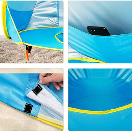 BabyShade Pop-up Tentje | UV Bescherming Baby | Draagbaar Zonnehoedje | Inclusief Kinderbad | Lichtgewicht Tarp voor Buitenspeelplaats | Eenvoudige Installatie | Polyester | Veilig en BPA-vrij