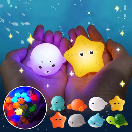 Lichtgevend Bad Speelgoed | Veilige Dieren Figuren | Interactieve Badtijd Beleef in het Donker